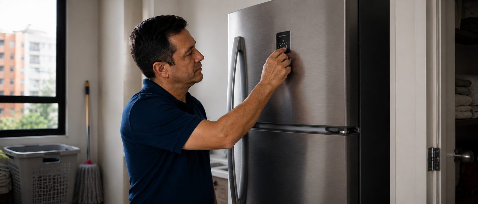 Congelador horizontal listo tras una reparación técnica